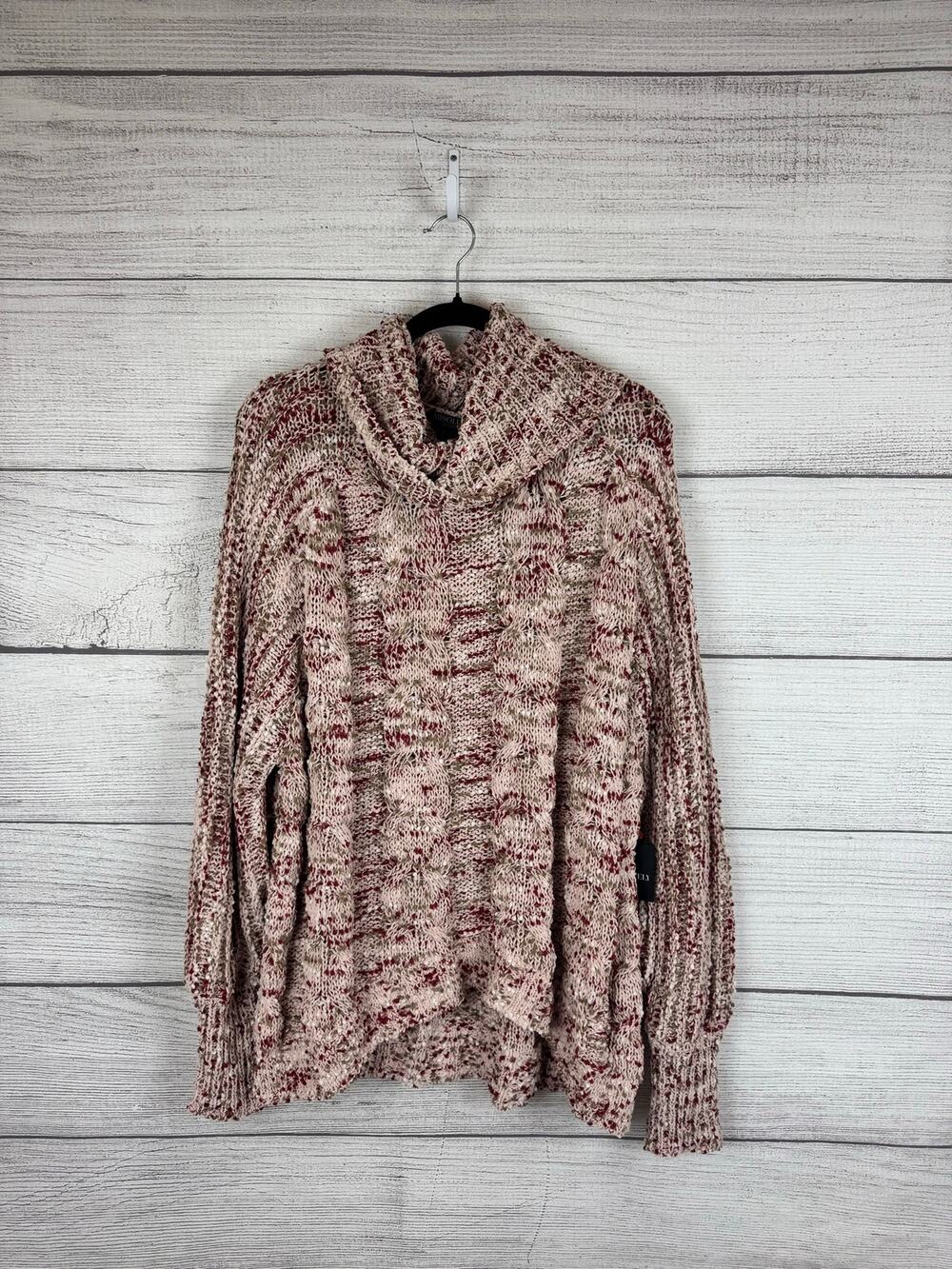 Absolutely Famous Plus Size Pink Chunky Knit Cowl High Neck Sweater Size 2X